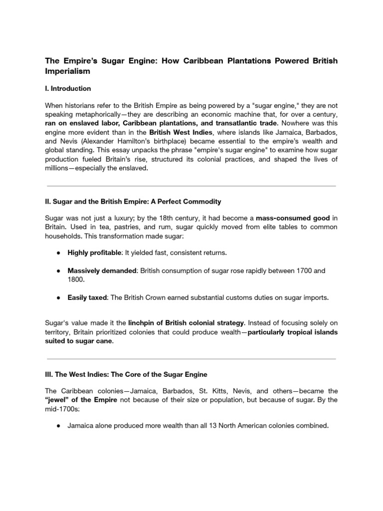 Sugar's Role in British Imperialism | PDF | Atlantic Slave Trade ...
