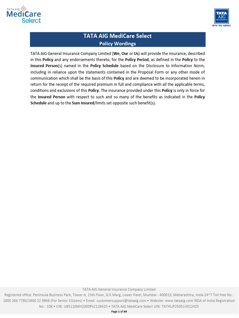 Medicare Select Policy Wording | PDF | Hospital | Intensive Care Unit