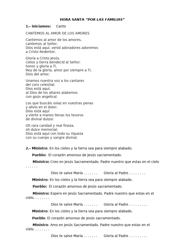 Hora Santa por las Familias | PDF | eucaristía | María, madre de Jesús
