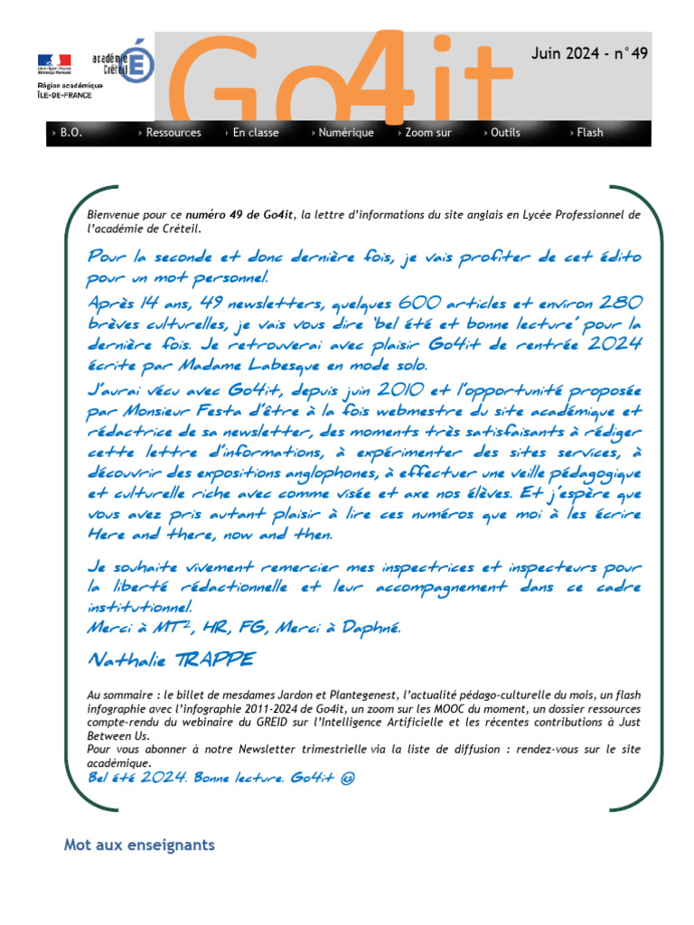 Go4it n°49 : Dernières nouvelles et ressources | PDF