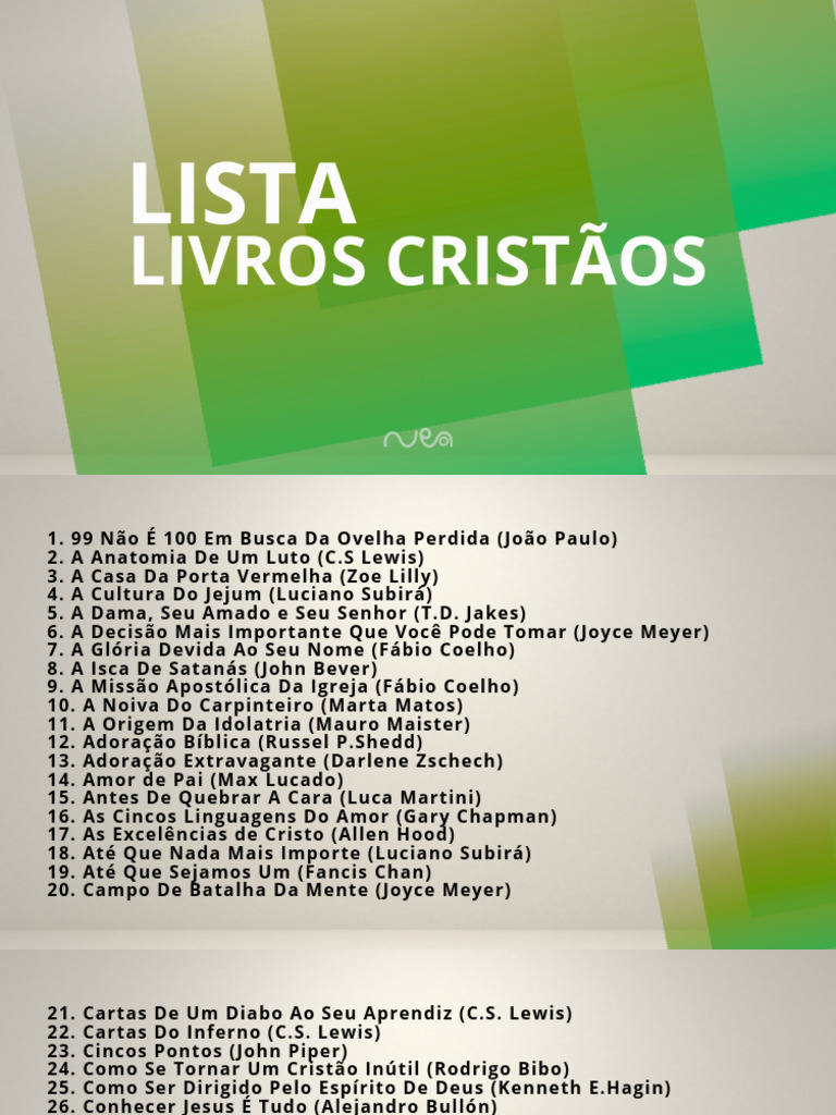 Lista de Livros Cristãos | PDF | Jesus