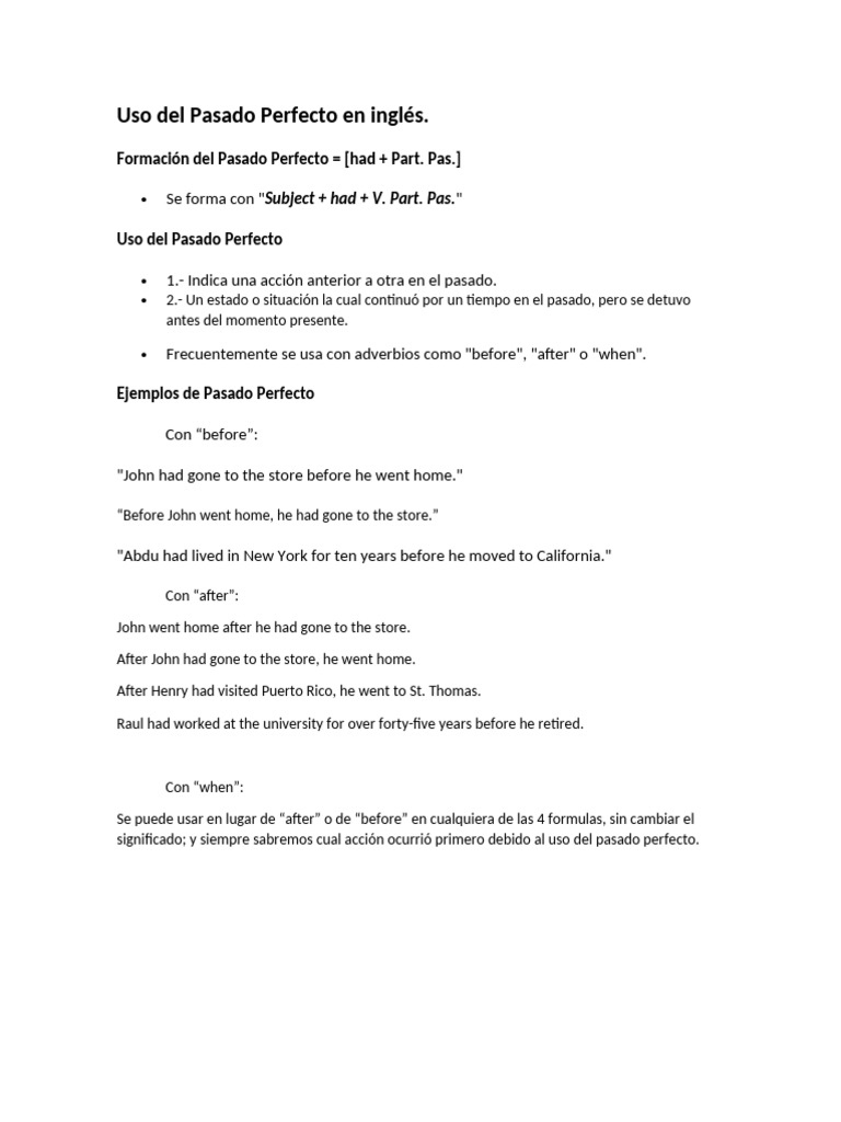 4.1 Pasado Perfecto | PDF
