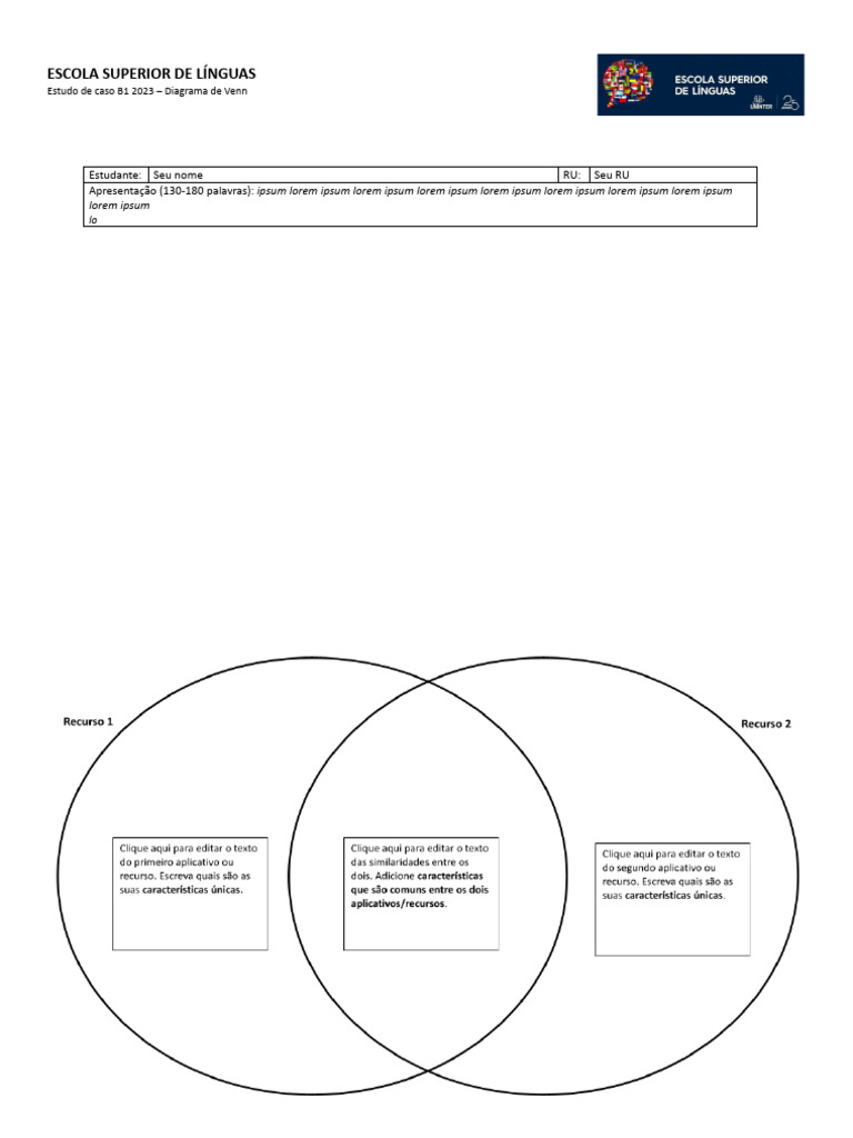 Diagrama de Venn - Estudo de Caso B1 2023 | PDF