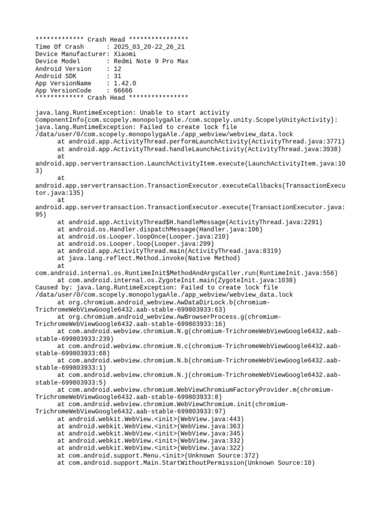 Crash Report for 9apps Java App | PDF | Java (Programming Language ...