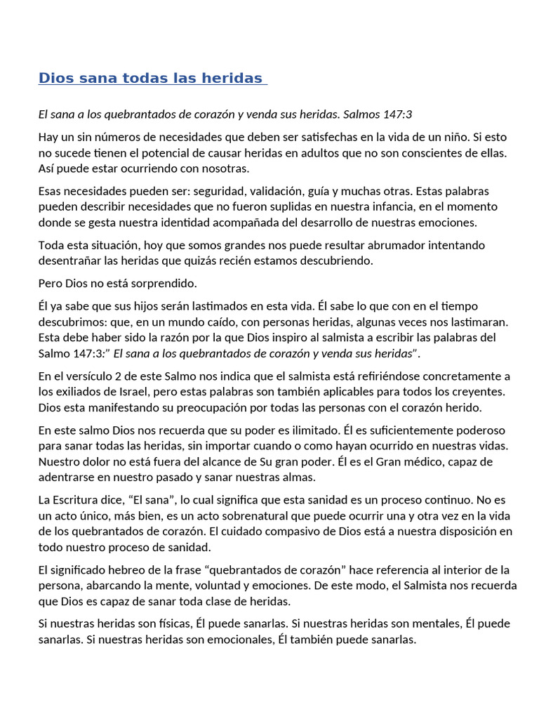 Dios sana nuestras heridas del alma | PDF | Salmos | Jesús