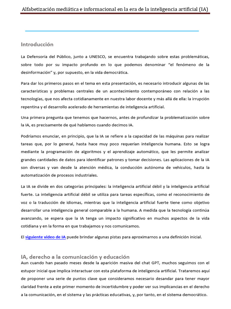 Alfabetización mediática en la IA | PDF | Inteligencia artificial ...