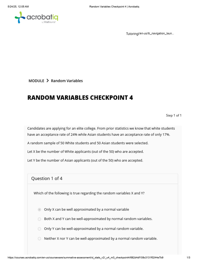 Random Variables Checkpoint 4 Analysis | PDF | Normal Distribution ...