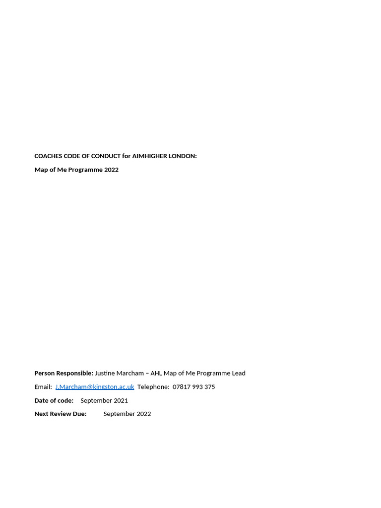 Coaches Code of Conduct for AHL 2022 | PDF | Privacy | Social Ethics