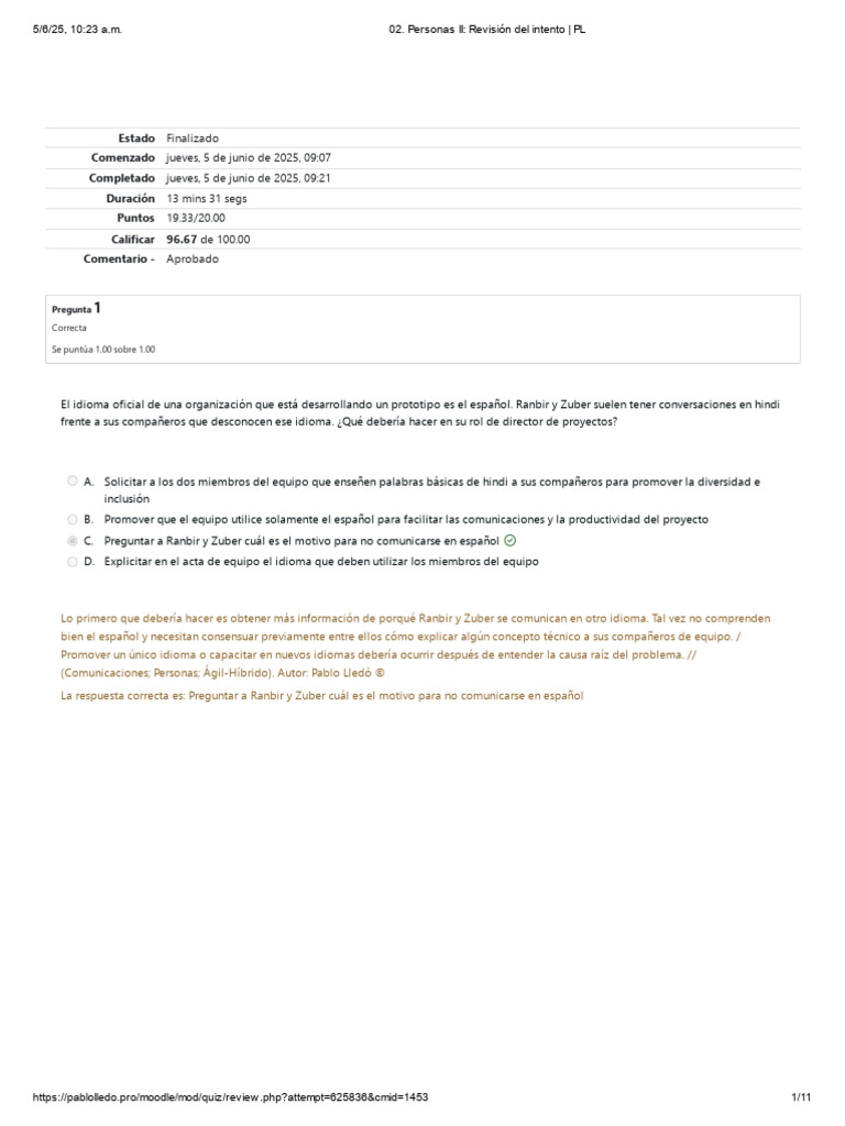 Personas II - Revisión Del Intento - PL 01 | PDF