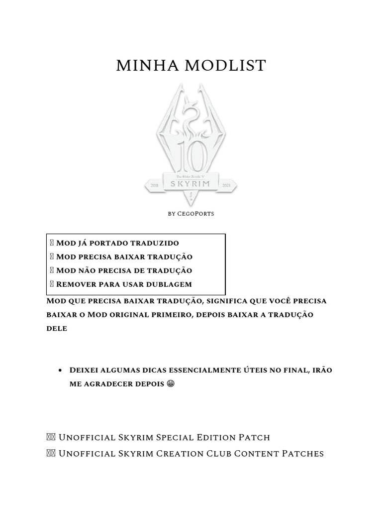 CegoPorts' Skyrim Mod List Guide | PDF