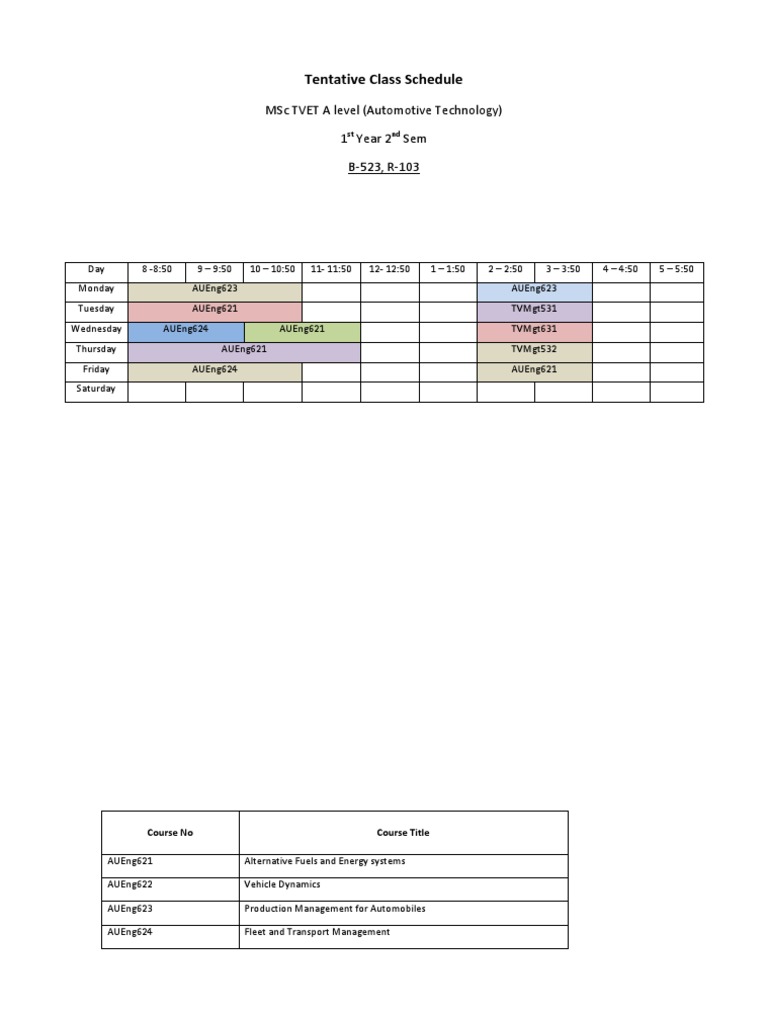 New Timetable | PDF