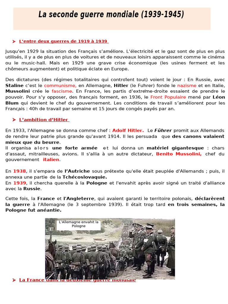 La France et la Seconde Guerre mondiale | PDF | Allemagne nazie | L ...