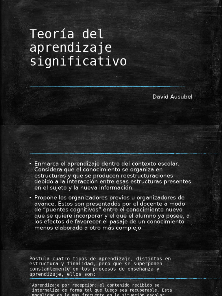 Teoria Del Aprendizaje Significativo | PDF | Aprendizaje | Psicología ...