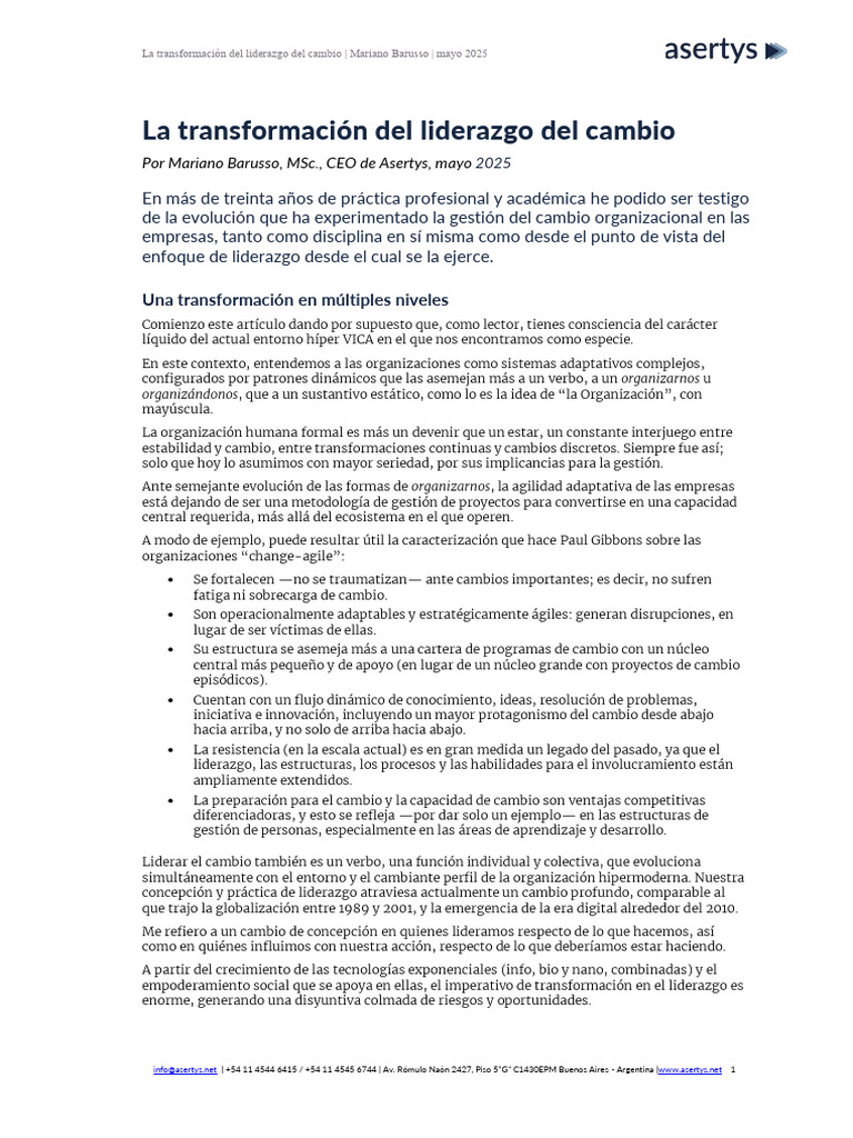 03 La Transformacion Del Liderazgo Del Cambio - Barusso 250516 | PDF ...
