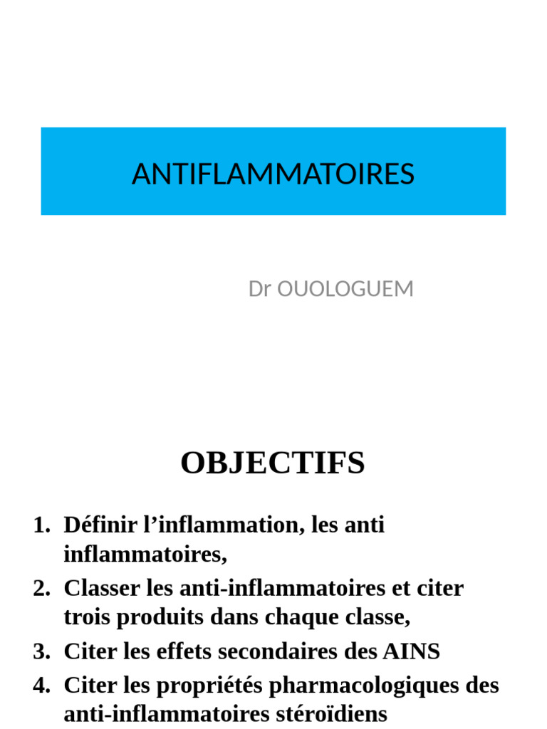 Anti-inflammatoires : Types et effets | PDF | Corticoïde | Anti ...