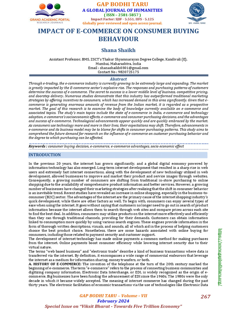 E-Commerce's Impact on Consumer Behavior | PDF | Online Shopping ...