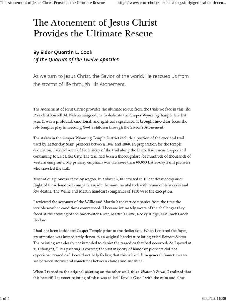The Atonement of Jesus Christ Provides The Ultimate Rescue | PDF ...