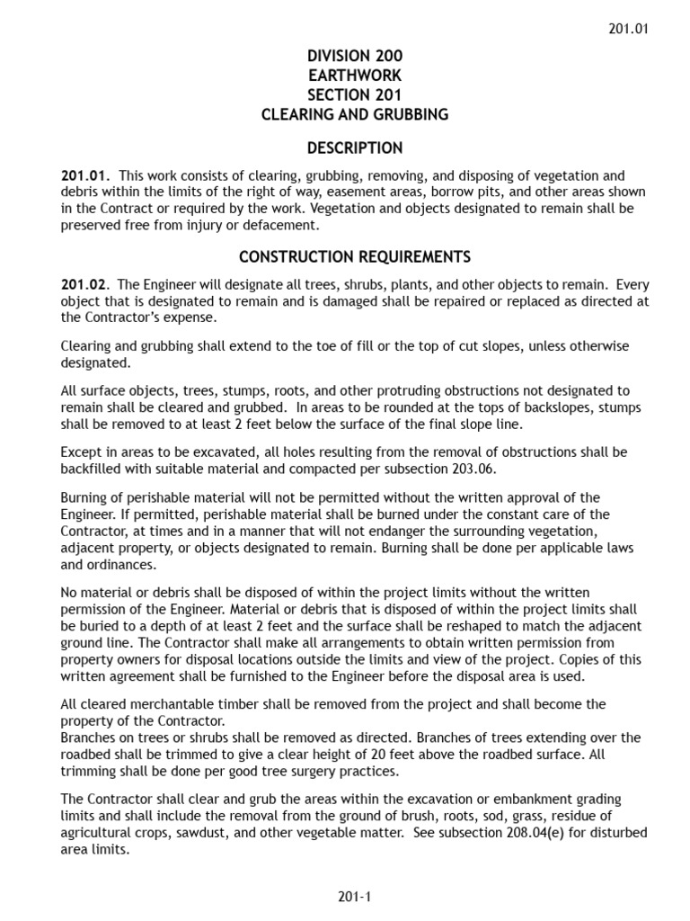 Clearing and Grubbing Guidelines | PDF | Road Surface | Rock (Geology)