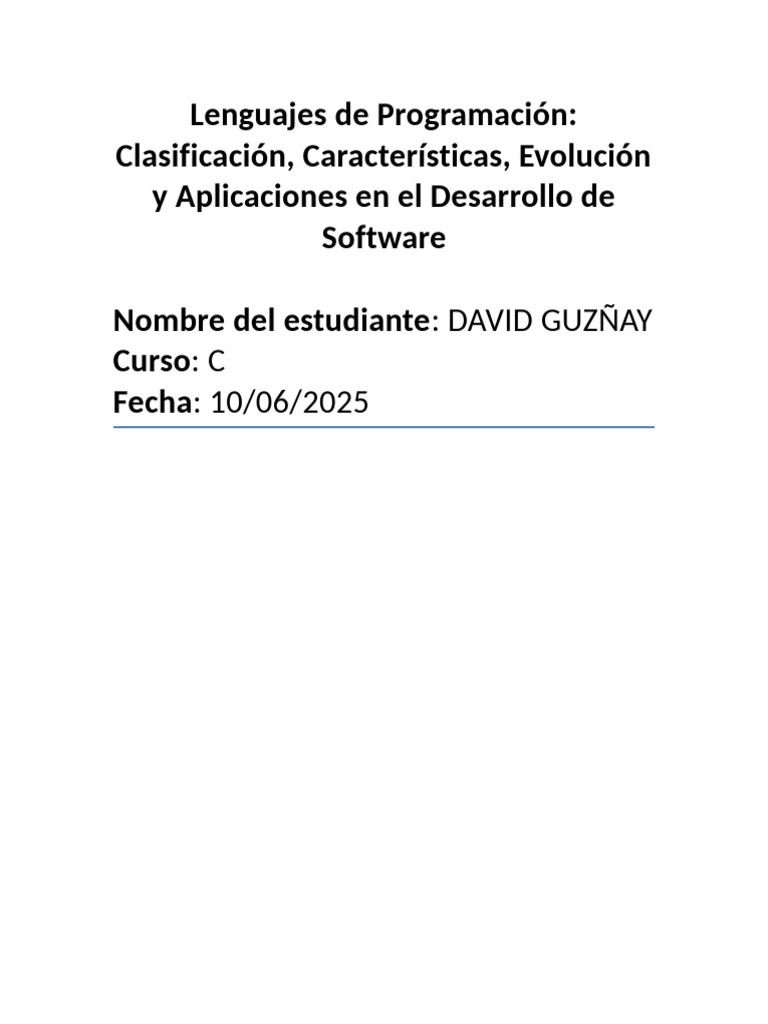 Ensayo Lenguajes Programacion | PDF | Lenguaje de programación | Software