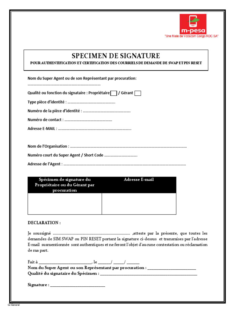 Modèle de Spécimen de Signature du Gérant | PDF