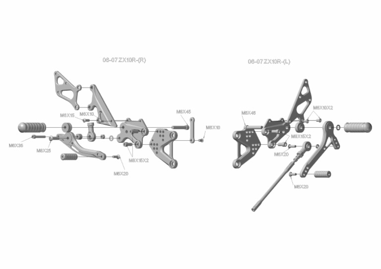 REAR SET DIAGRAM 06-07 ZX10R KAWASAKI | PDF