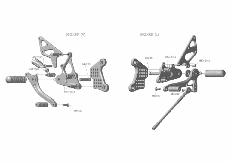 Aftermarket Rearset Diagram 09 ZX6R | PDF