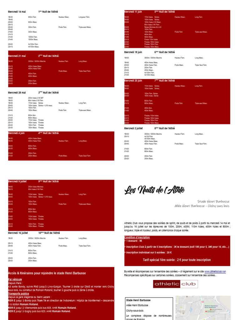 Programme Nuits de L'athlé 2025 Officiel v4 | PDF