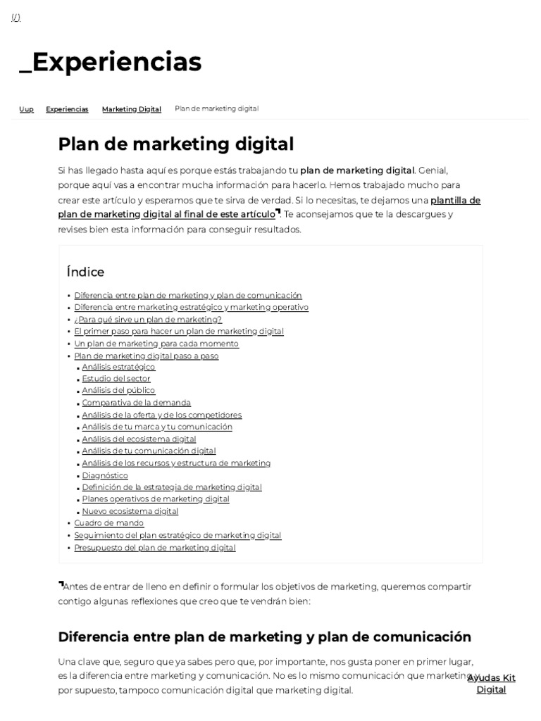Guía Completa para un Plan de Marketing Digital | PDF | Marketing | Marca