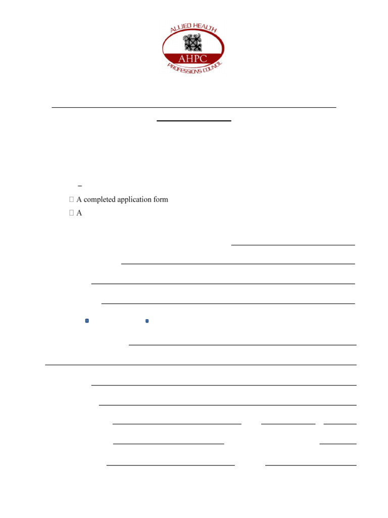 AHPC Licensure Exam Registration Form | PDF