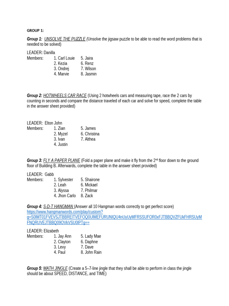 Group Activity in Math q3w5 | PDF