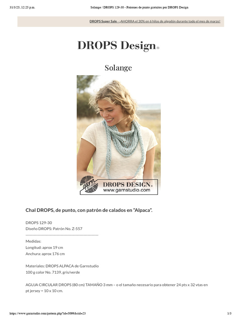 Solange - DROPS 129-30 - Patrones de Punto Gratuitos Por DROPS Design | PDF