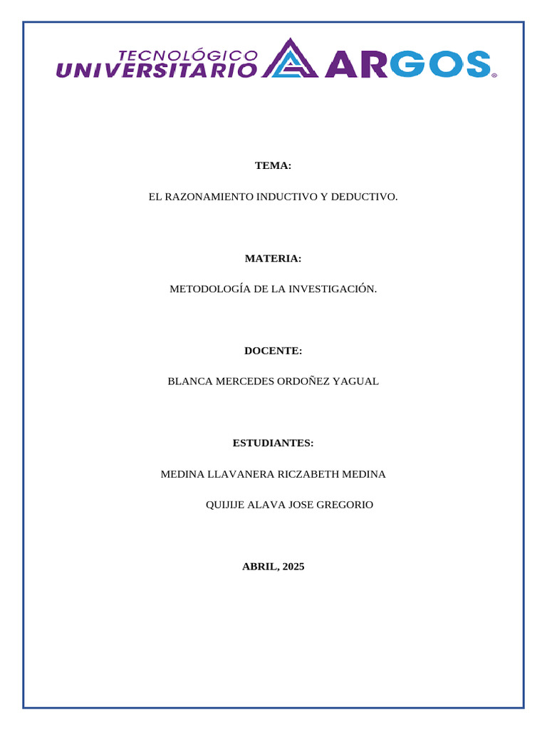 Razonamiento Inductivo y Deductivo en Investigación | PDF ...