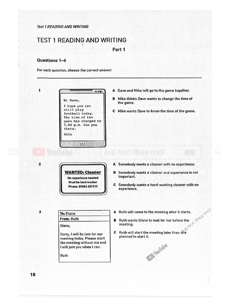 A2 test 1. 1 bản | PDF
