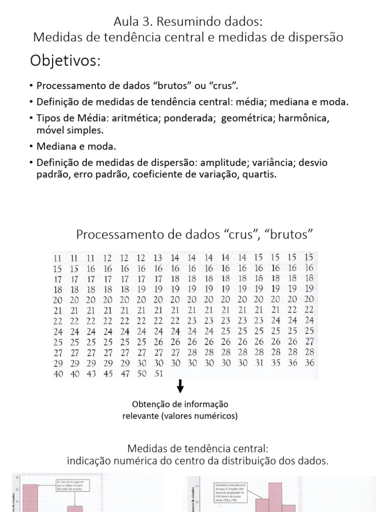 Medidas de Tendência Central e Dispersão | PDF | Dispersão estatística ...