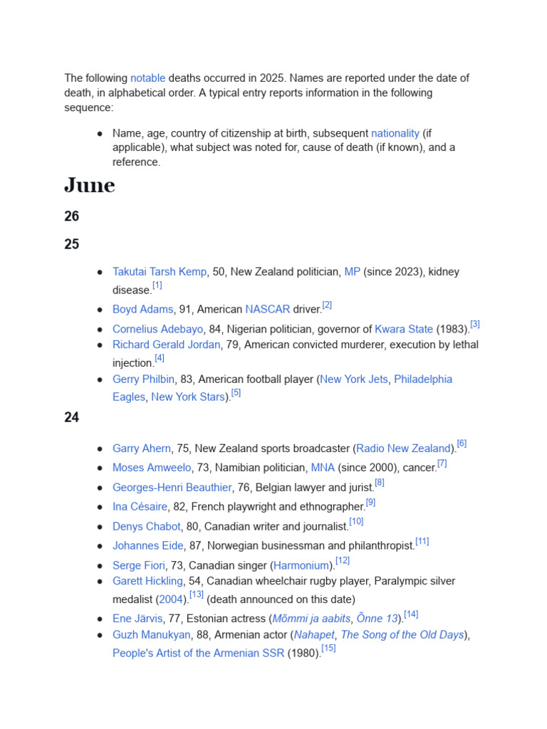 Notable Deaths in 2025 | PDF