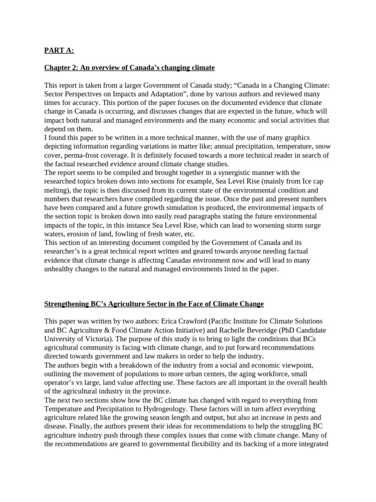 Canada’s Climate Change Impact Overview | PDF | Climate Change ...