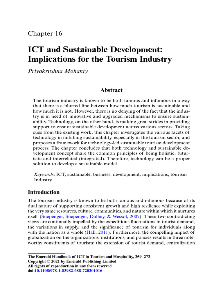 ICT for Sustainable Tourism Development | PDF | Sustainability ...