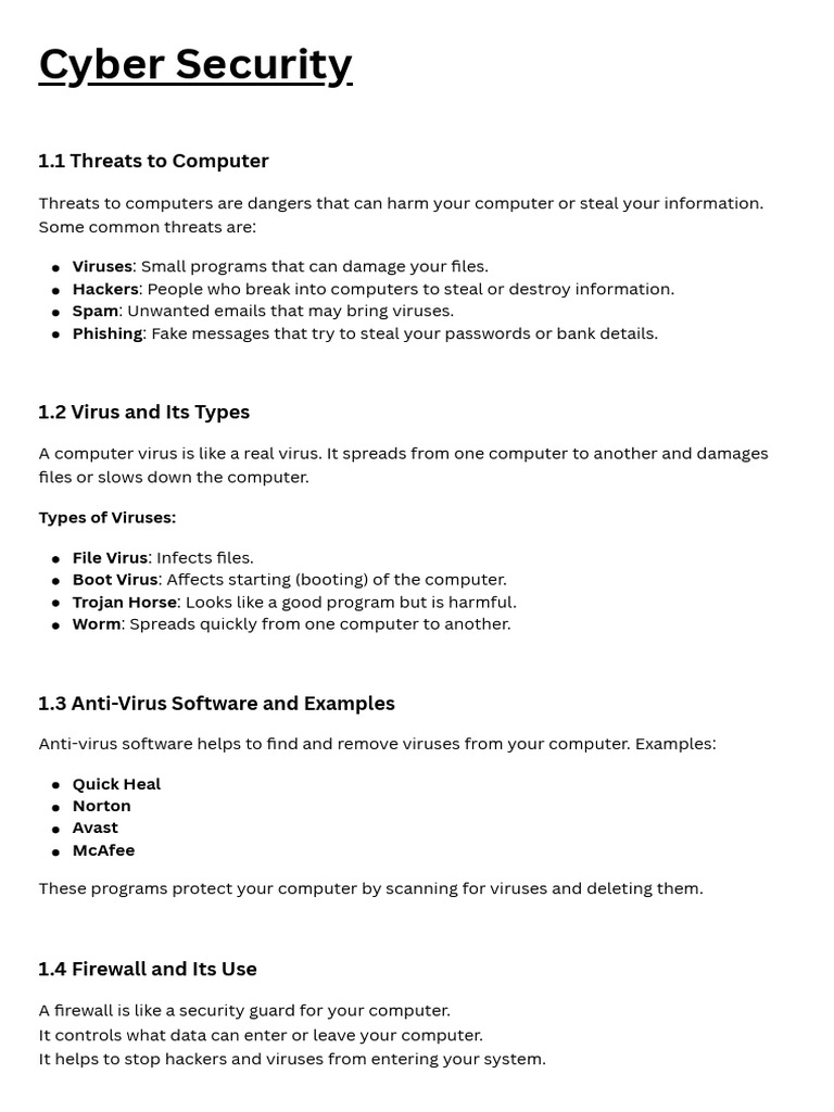 Chapter-1 Cyber Security (Class-7) | PDF