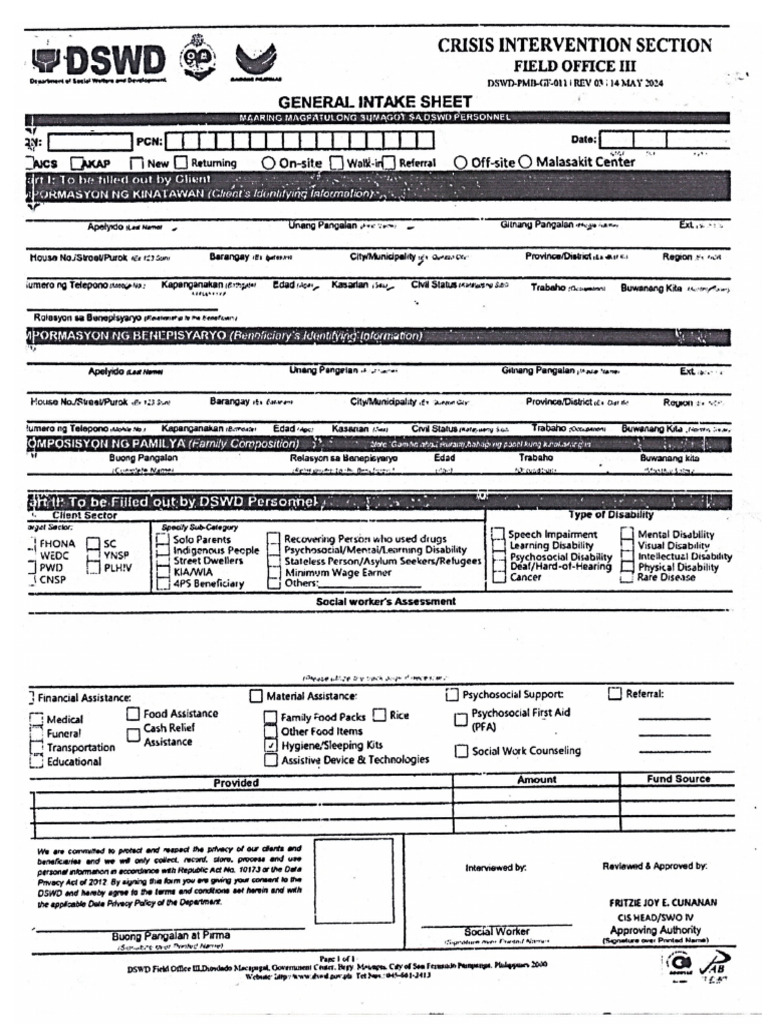 Aics Form | PDF