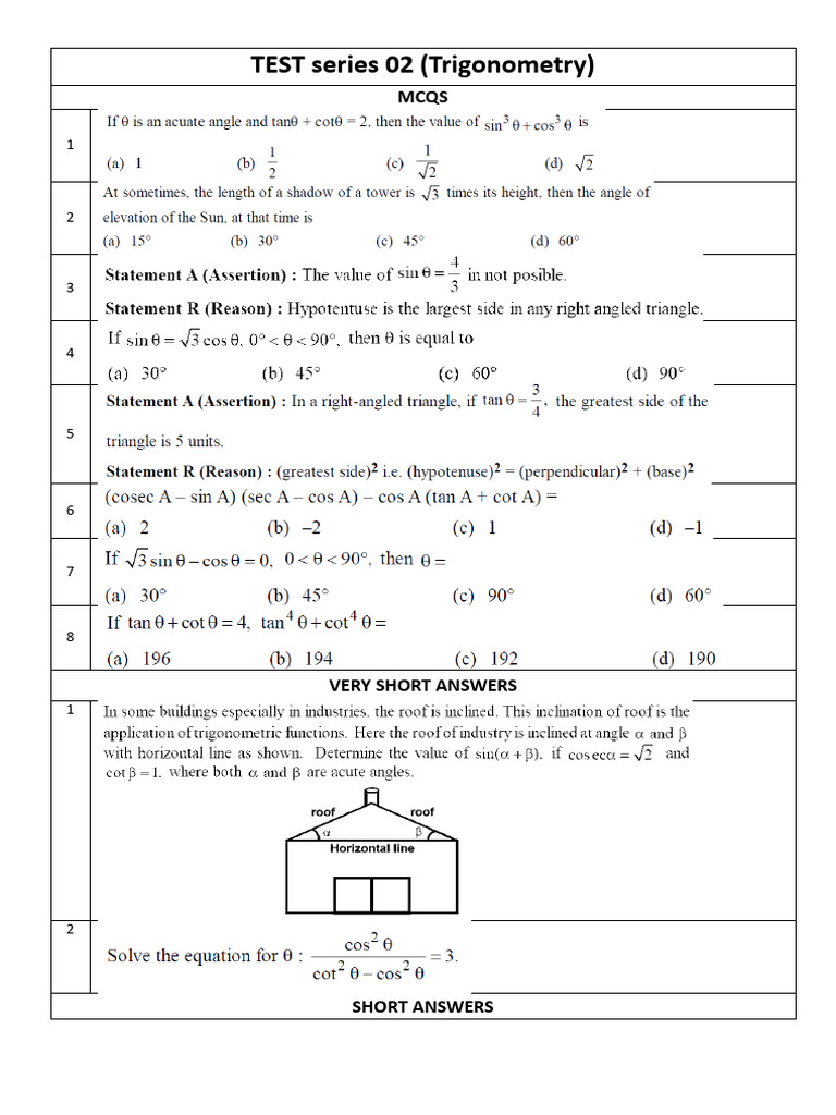 Test Series 02 - Trigonometry | PDF