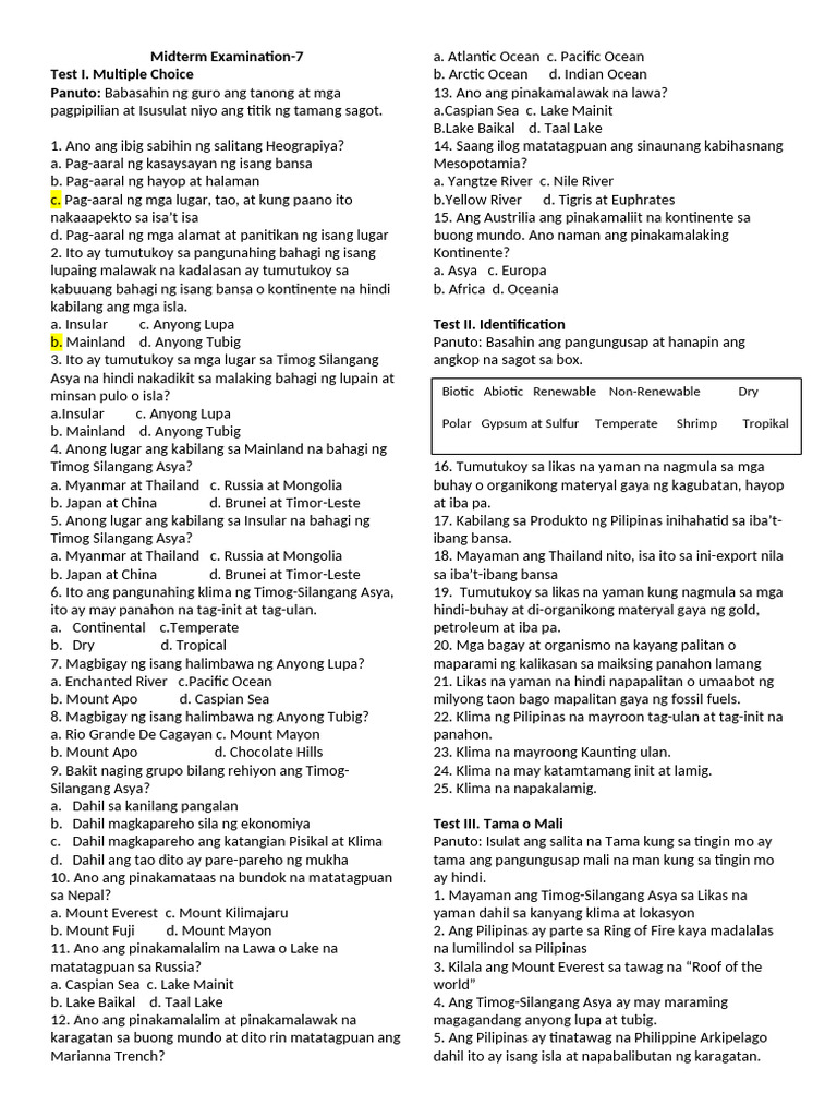 Midterm Examination | PDF
