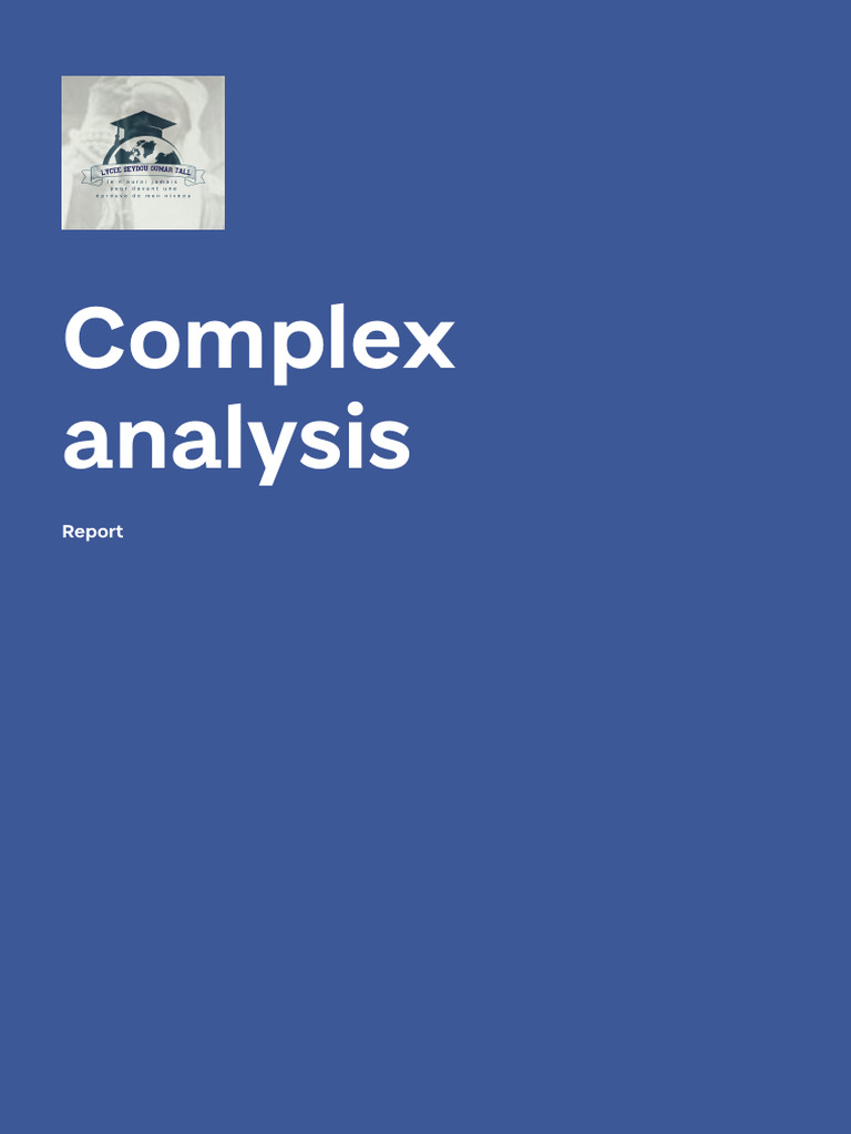 In-Depth Complex Analysis Report | PDF | Complex Analysis ...