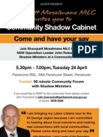 Community Shaow Cabinet Meeting, April 4, Penshurst RSL.