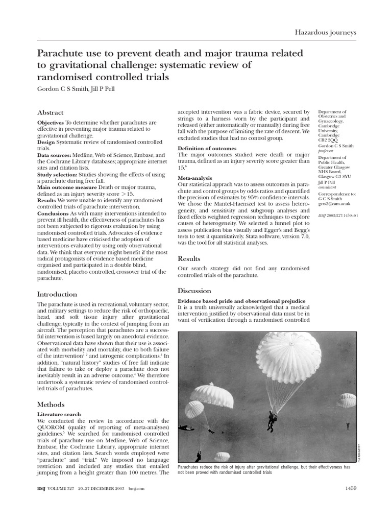 Parachute - BMJ | PDF | Randomized Controlled Trial | Systematic Review
