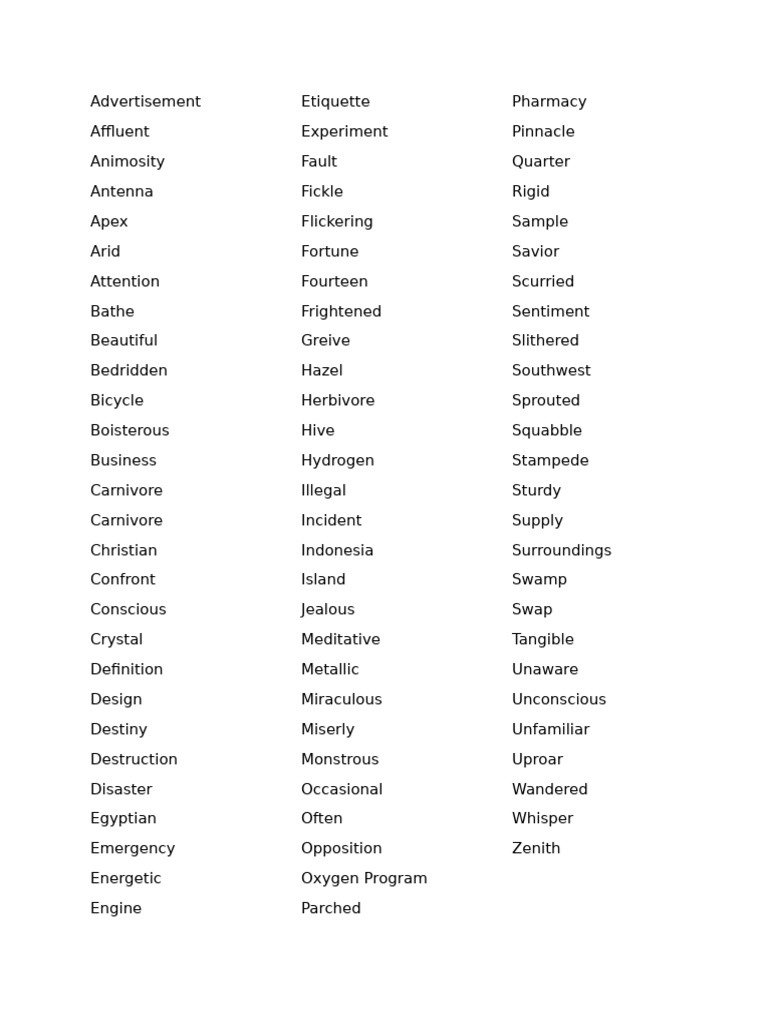 Vocabulary List of Diverse Terms | PDF