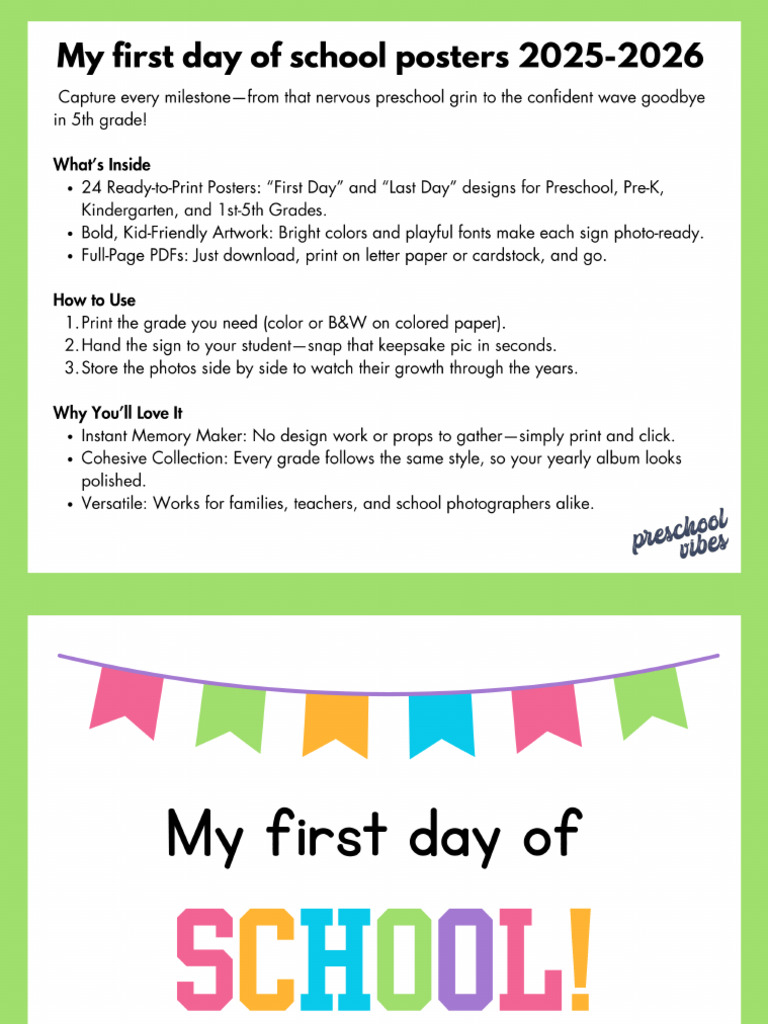 First+and+Last+Day+of+School+Signs+25 26 | PDF