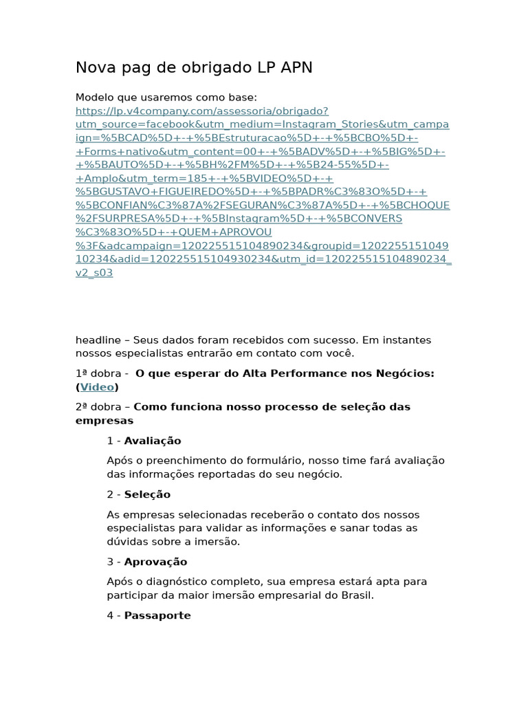 Nova Pag de Obrigado LP APN | PDF