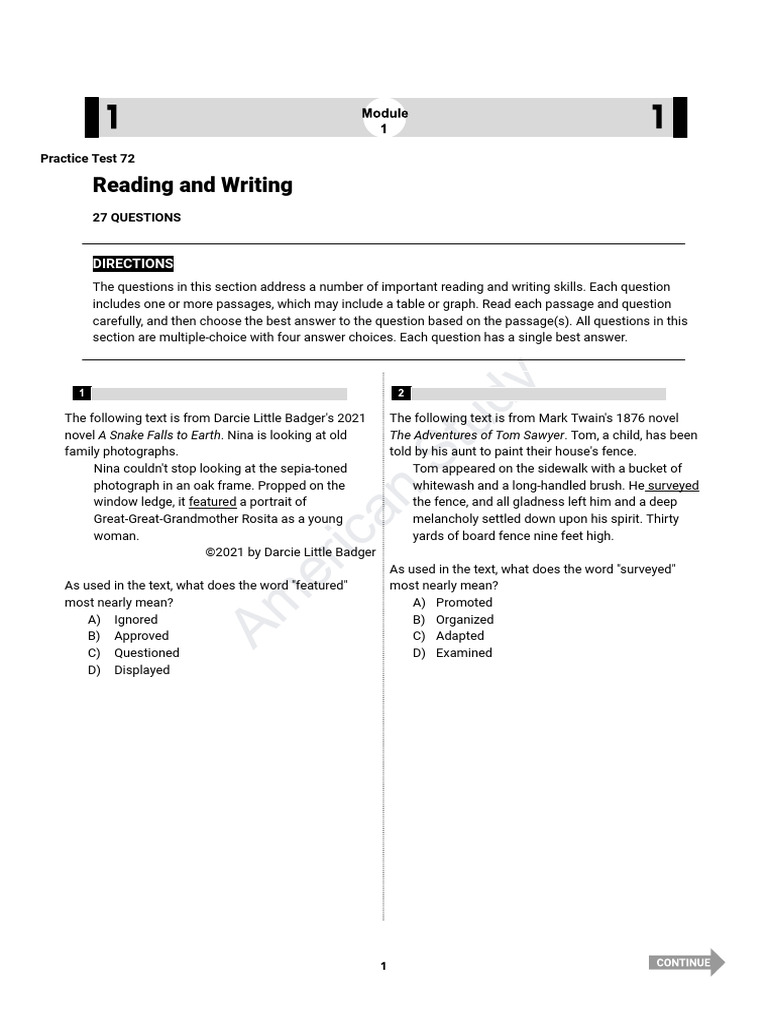 Practice Test 72: Reading & Writing | PDF | Traffic | Jupiter