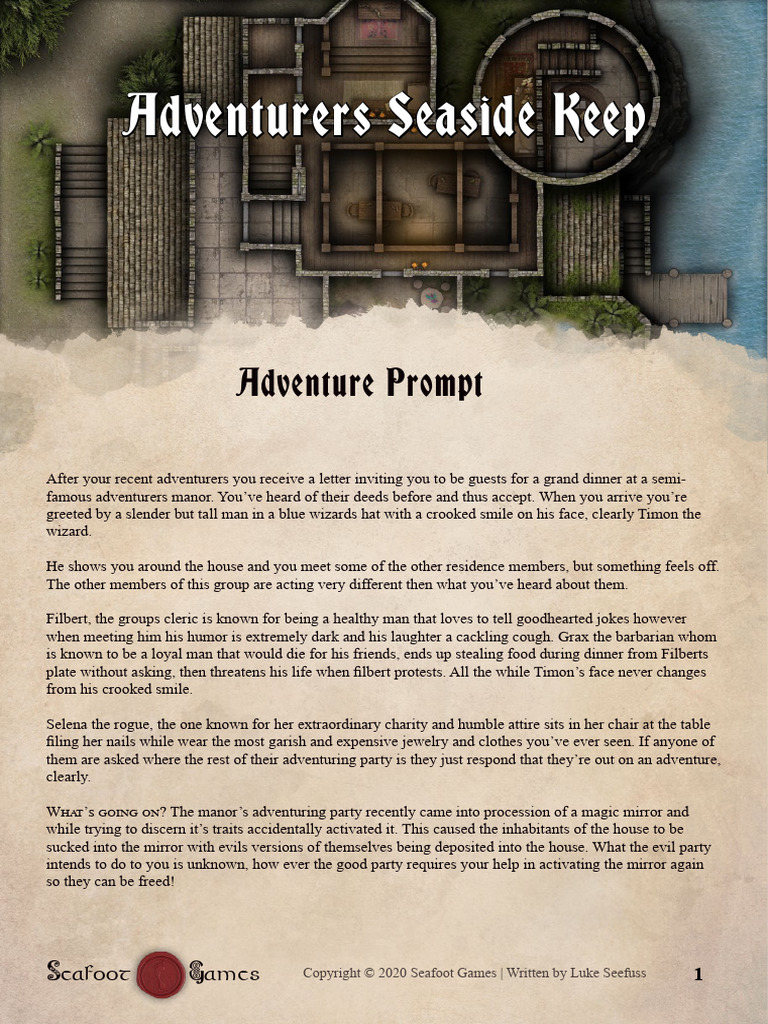 Adventurers Seaside Keep Adventure Prompt | PDF
