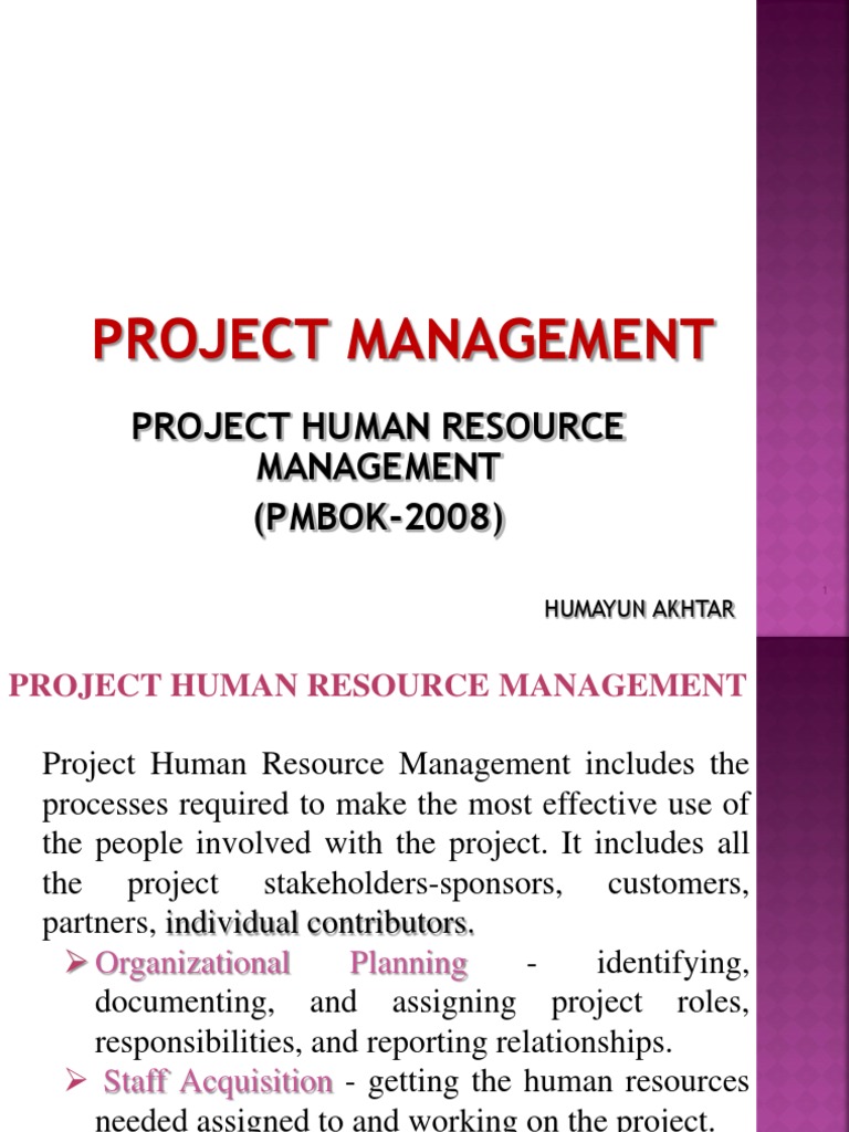 Pmbok Project Human Resouce Management Competence (Human Resources